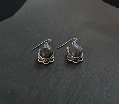 Labradorite and Silver Oval Earrings image 1