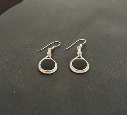 Black Onyx and Silver Earrings image 1