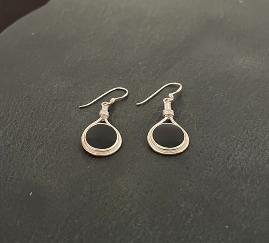 Black Onyx and Silver Earrings image 1