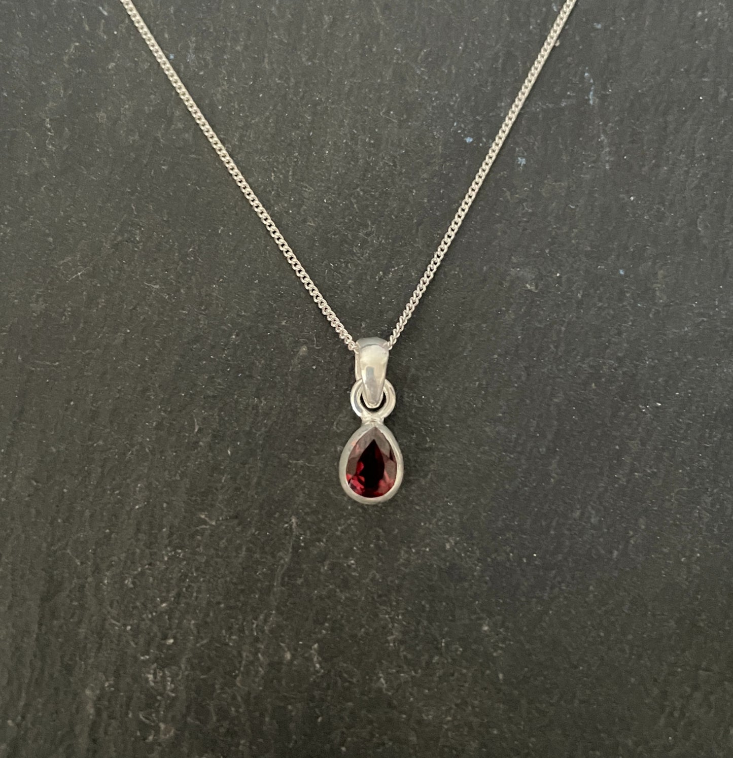 Garnet and Silver Teardrop Pendant image 0