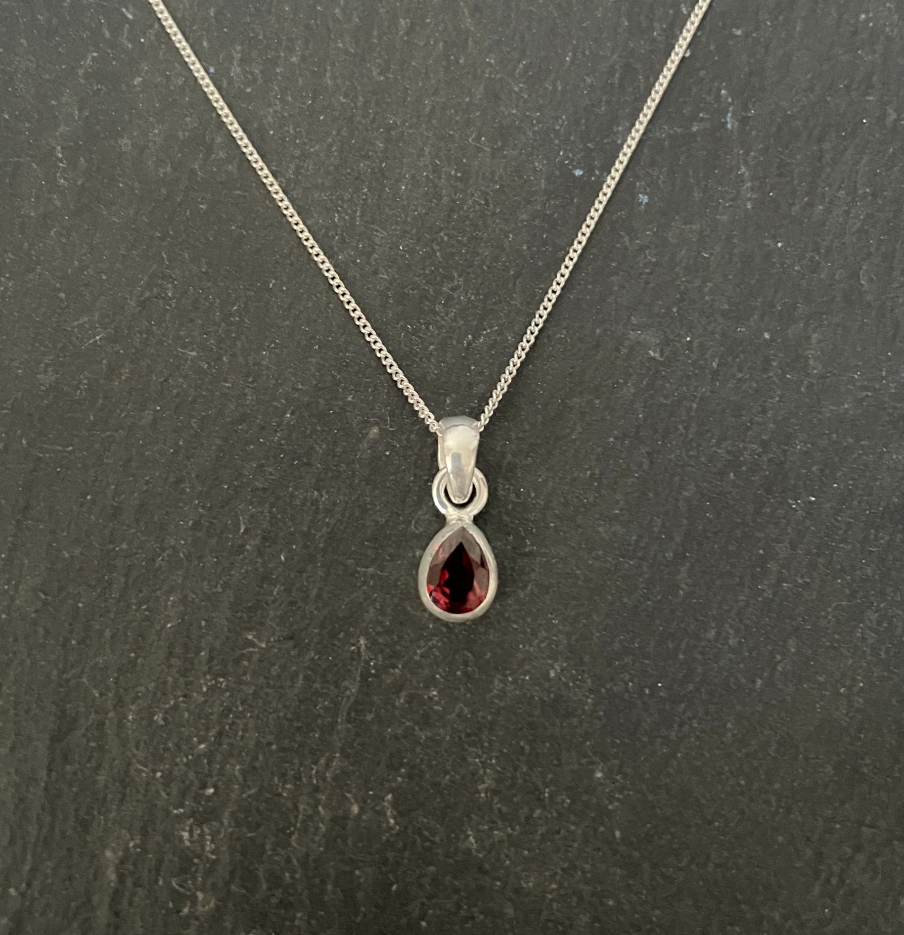 Garnet and Silver Teardrop Pendant image 0
