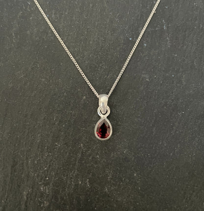 Garnet and Silver Teardrop Pendant image 0