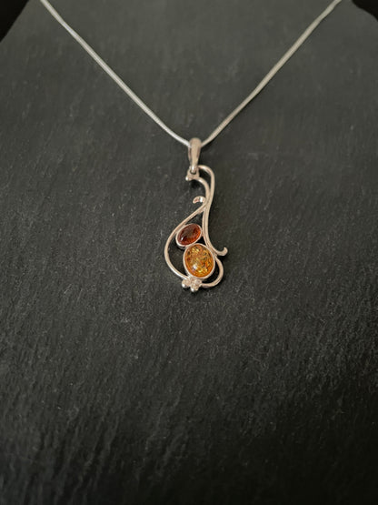 Amber and Silver Pendant image 1