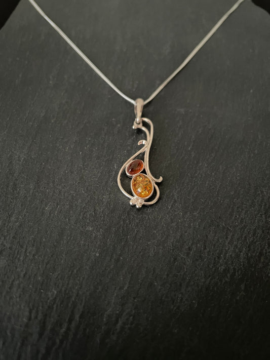 Amber and Silver Pendant image 1