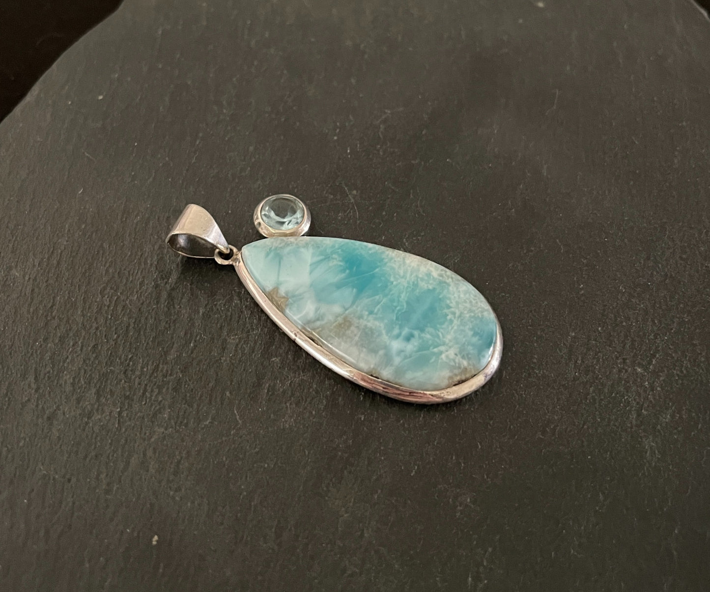 Larimar and Blue Topaz Teardrop Pendant image 1