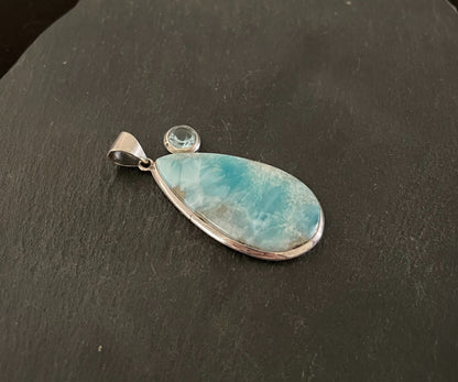 Larimar and Blue Topaz Teardrop Pendant image 1