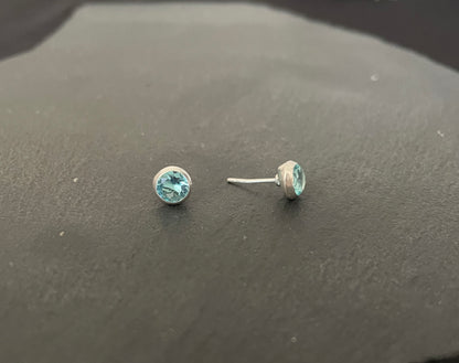 Round Blue Topaz Studs image 1