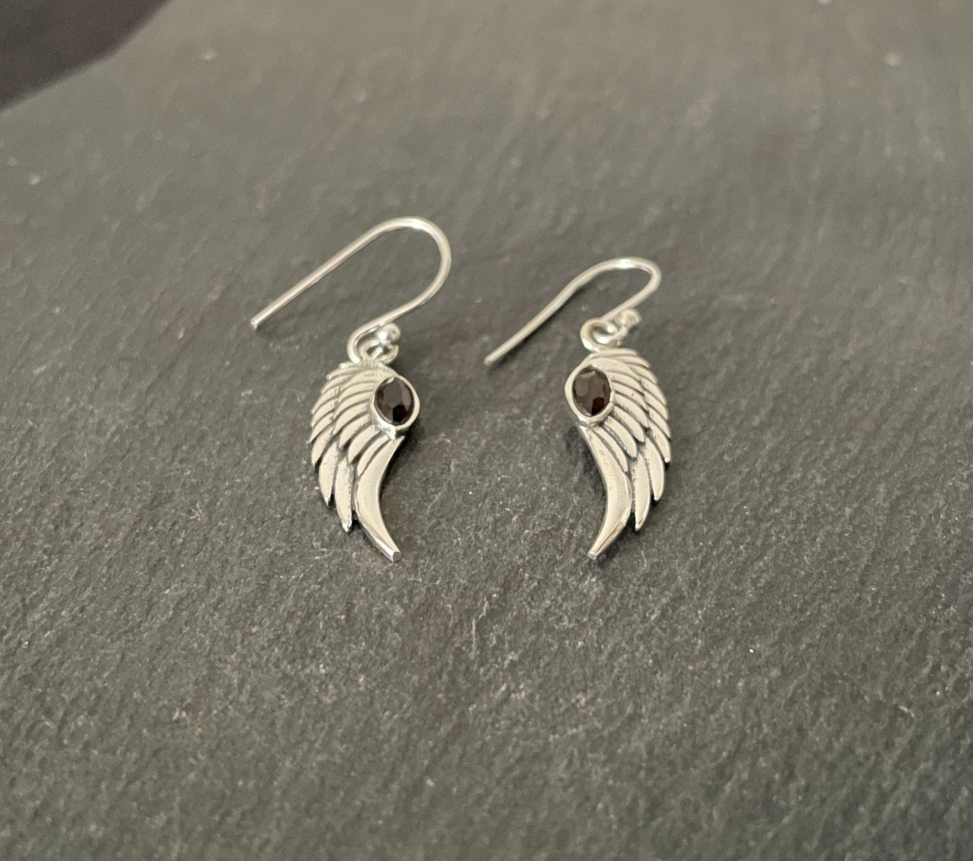 Smokey Quartz Angel Wing Earrings image 1