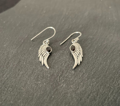 Smokey Quartz Angel Wing Earrings image 1