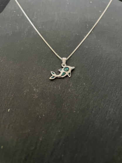Synthetic Opal Dolphin Pendant image 1