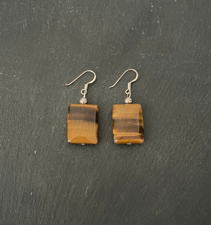 Tiger's Eye Rectangle Earrings image 0