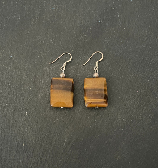 Tiger's Eye Rectangle Earrings image 0