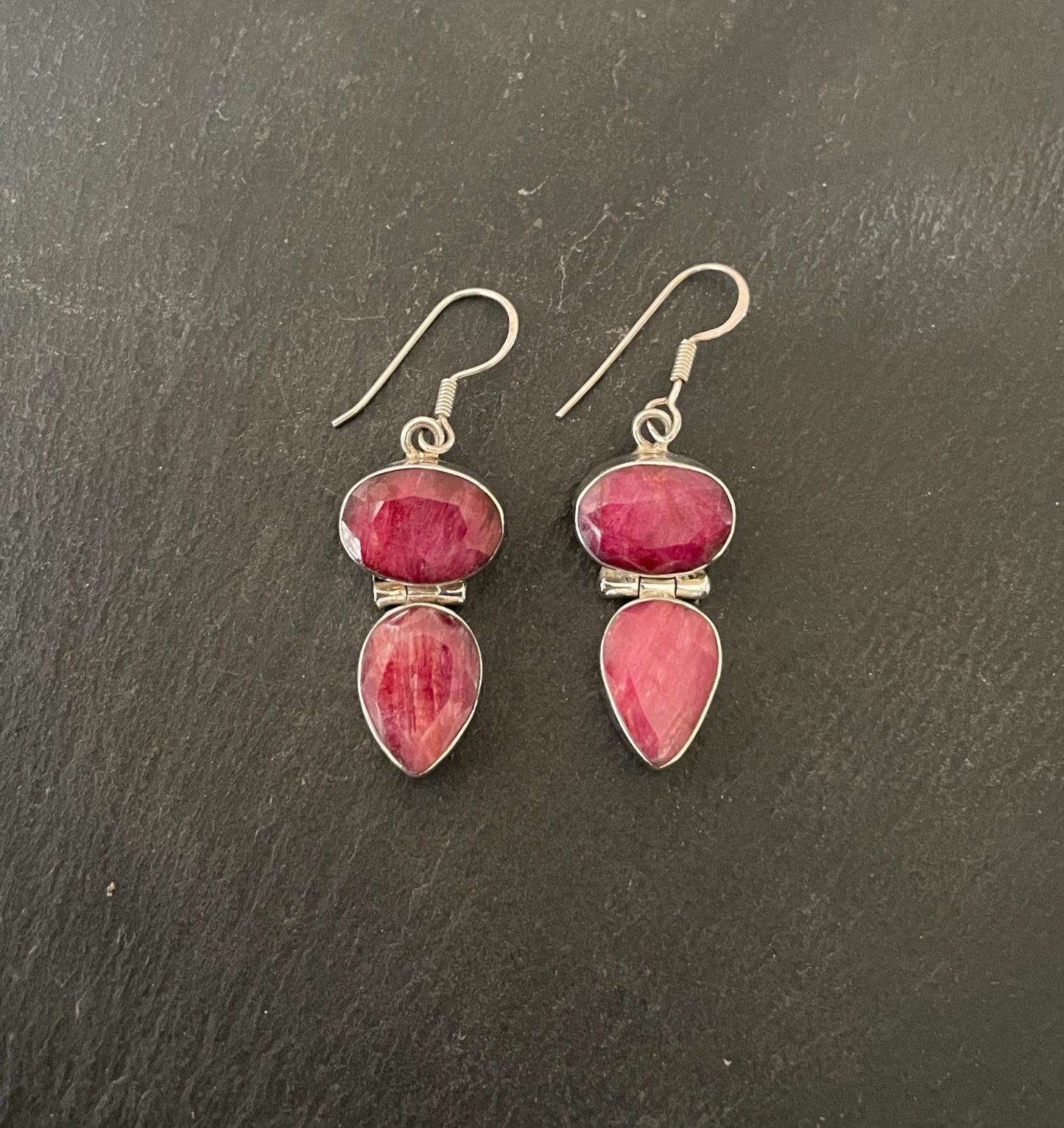 Ruby and Silver Drop Earrings image 0