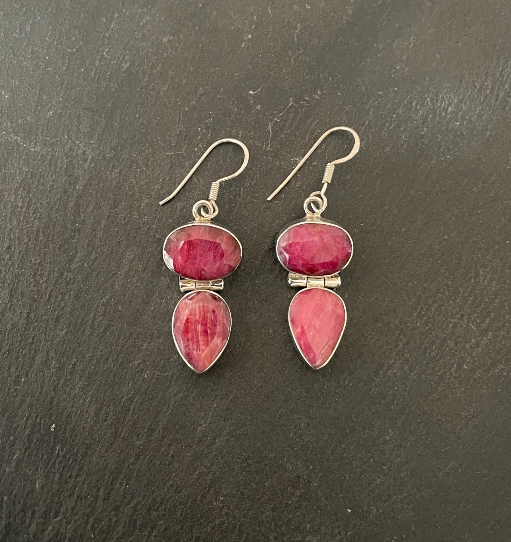 Ruby and Silver Drop Earrings image 0
