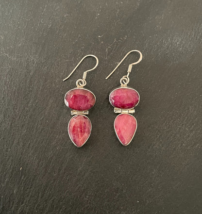 Ruby and Silver Drop Earrings image 0