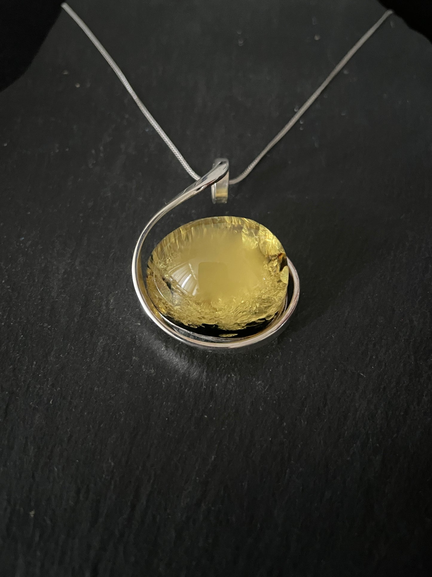 Amber and Handmade Silver Pendant image 1