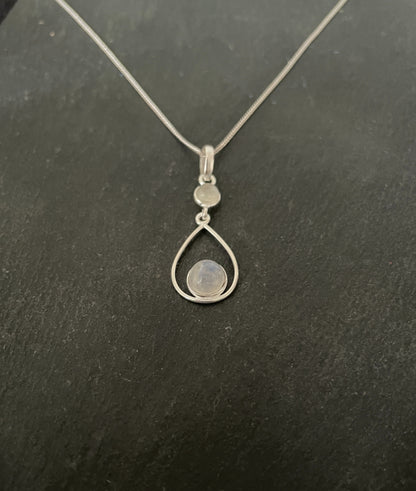 Moonstone and Silver Teardrop Pendant image 1