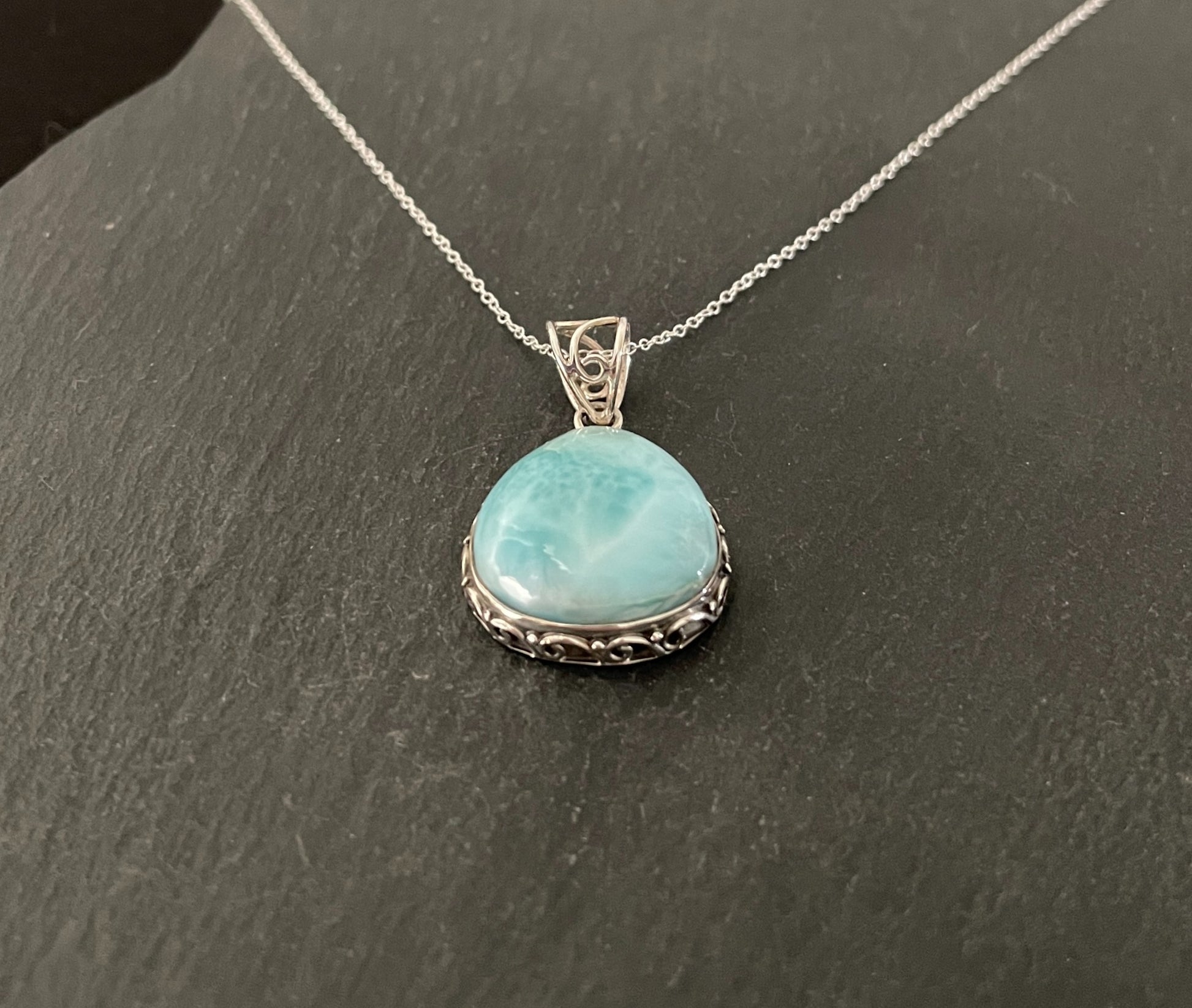 Larimar and Silver Pendant image 1