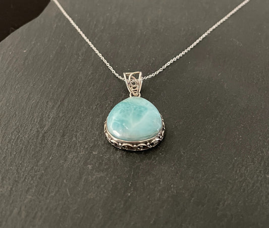 Larimar and Silver Pendant image 1