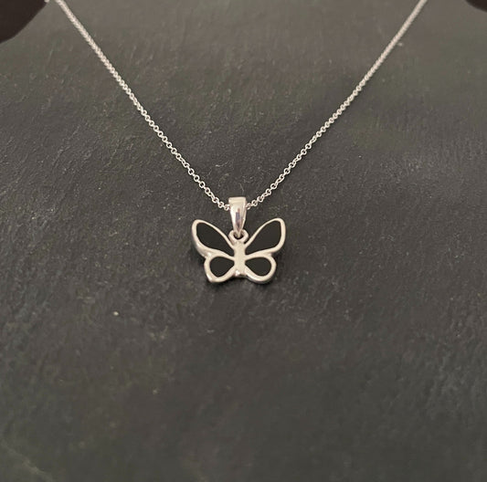 Black Onyx and Silver Butterfly Pendant image 1