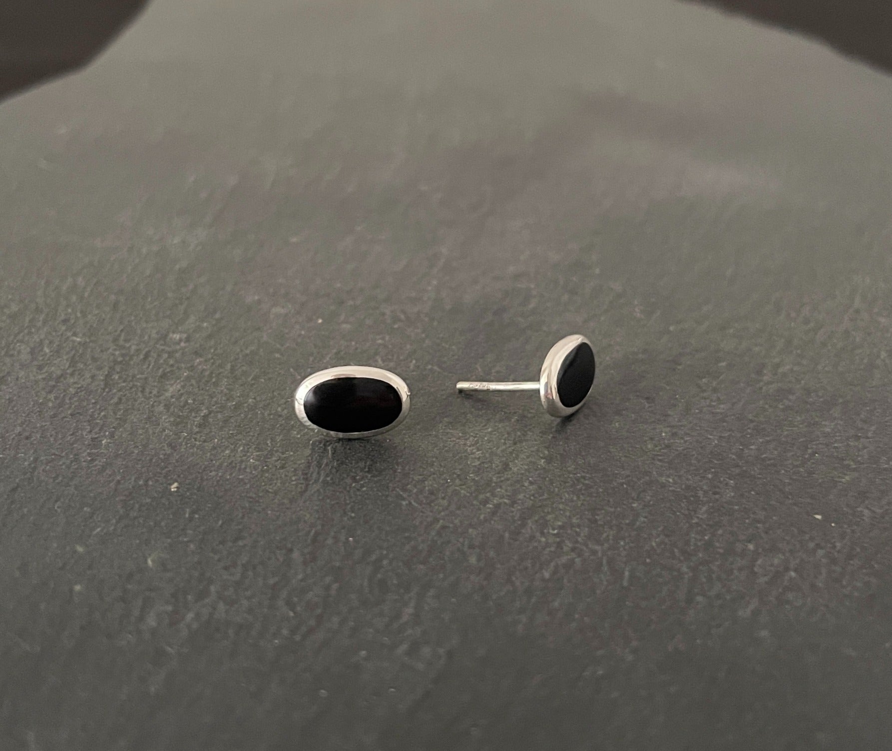 Black Onyx Oval Stud Earrings image 1