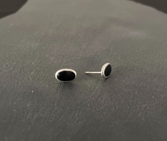 Black Onyx Oval Stud Earrings image 1