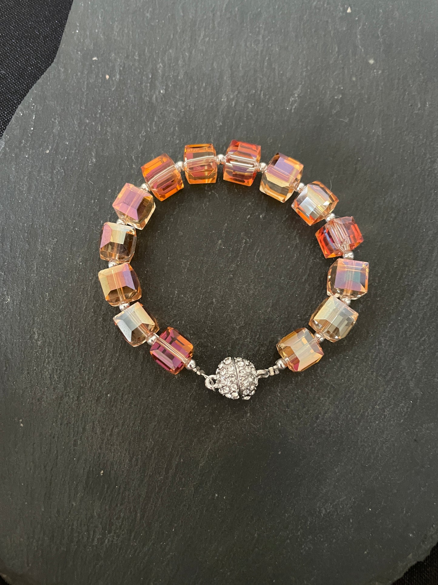 Orange Square Coloured Bead Bracelet image 1