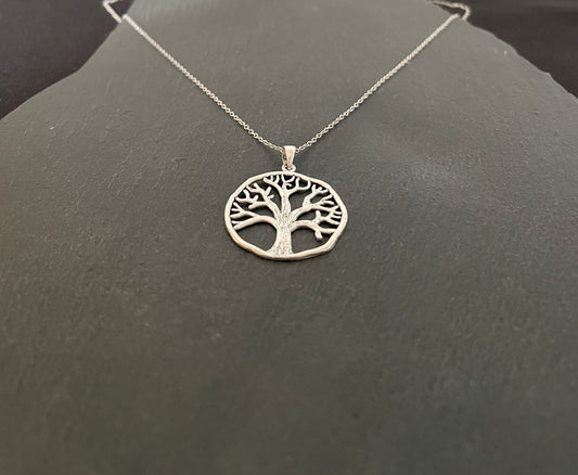 Round Silver Tree of Life Pendant image 1