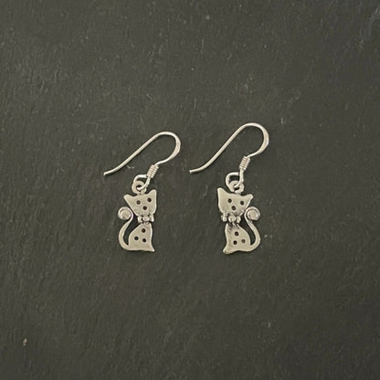 Silver Cat Earrings image 0