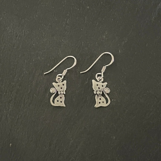 Silver Cat Earrings image 0