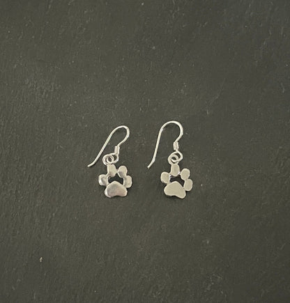 Silver Paw Print Earrings image 0