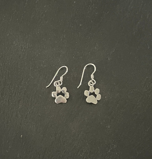 Silver Paw Print Earrings image 0