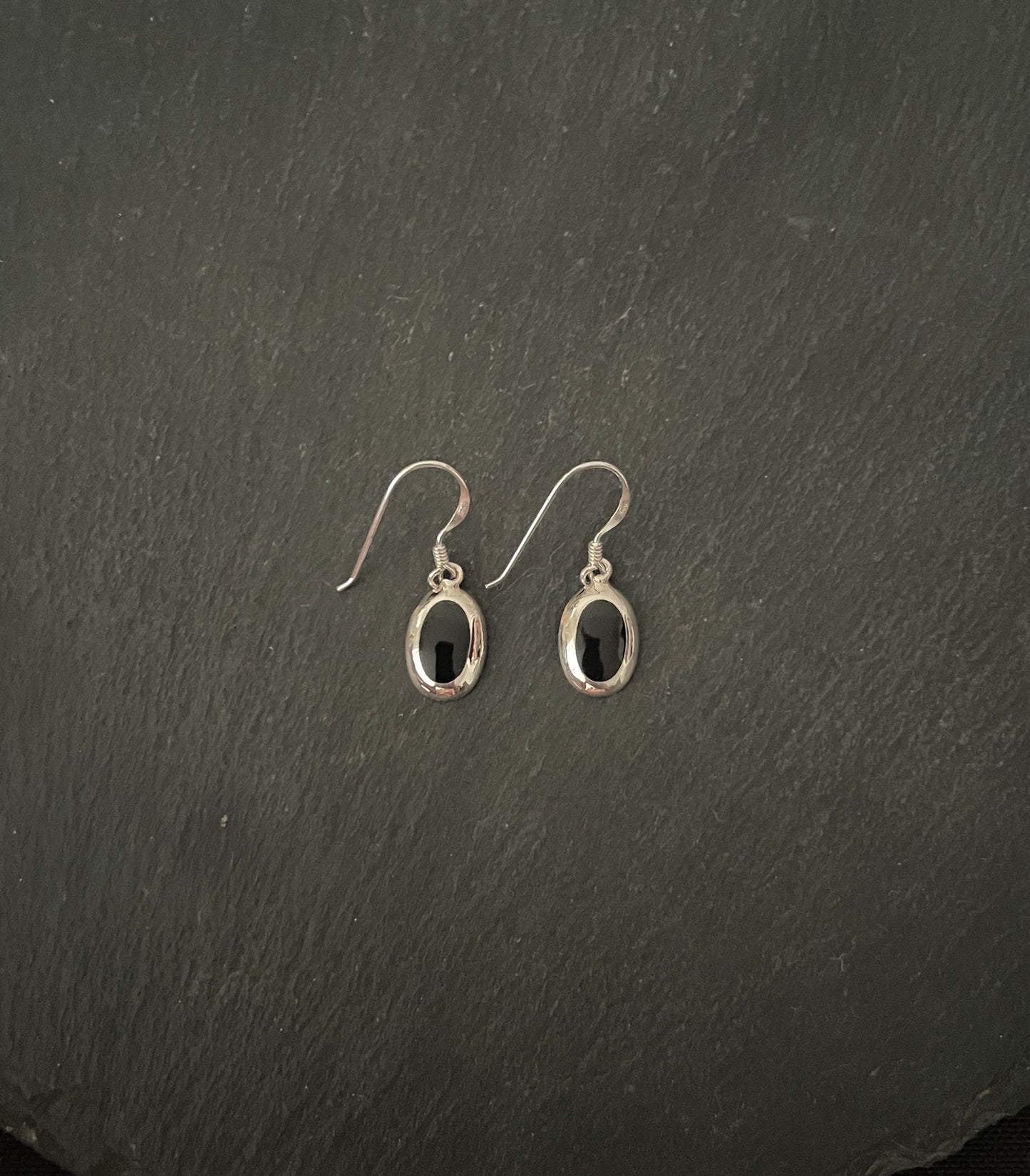 Oval Black Onyx and Silver Earrings image 0
