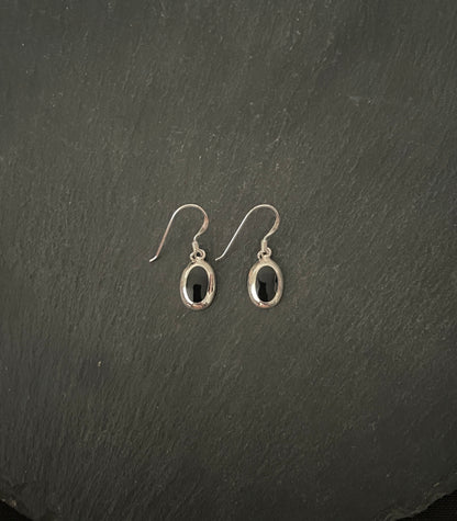 Oval Black Onyx and Silver Earrings image 0