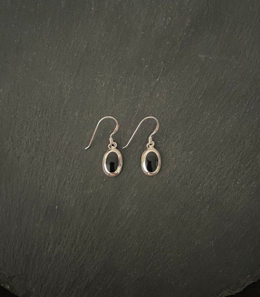 Oval Black Onyx and Silver Earrings image 0
