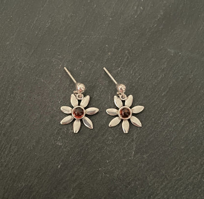 Amber and Silver Flower Earrings image 0