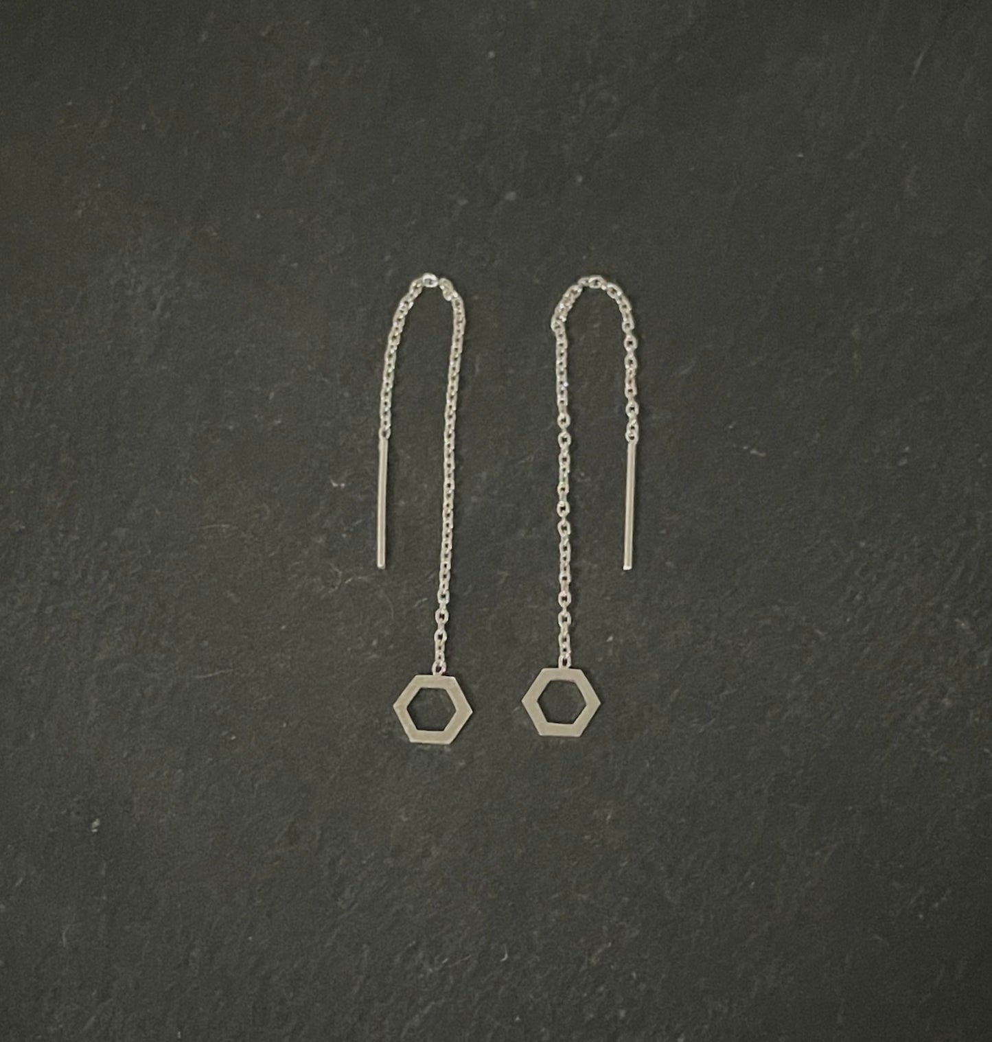 Silver Hexagonal Earrings image 0