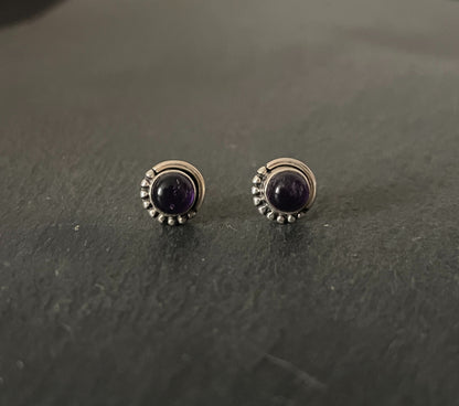 Amethyst Round Stud Earrings image 0
