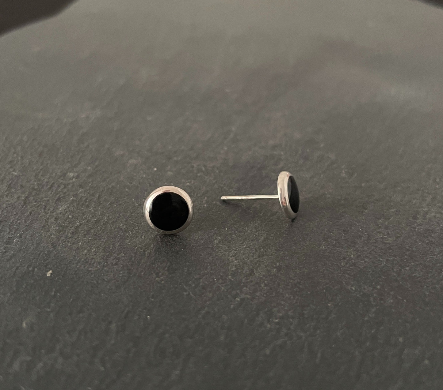 Black Onyx Round Stud Earrings image 1