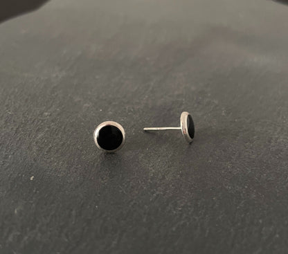 Black Onyx Round Stud Earrings image 1
