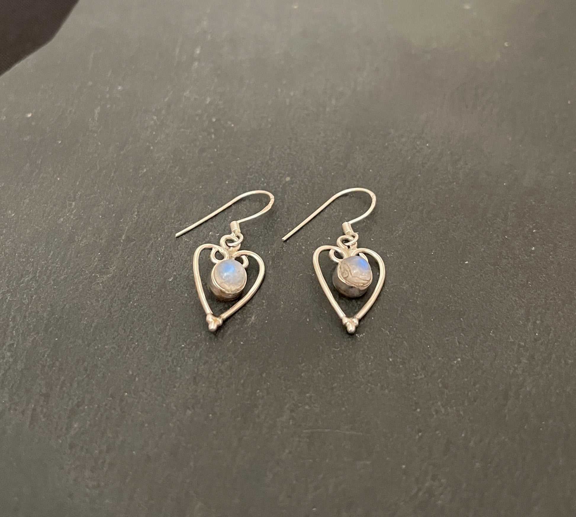 Moonstone Heart Earrings image 1
