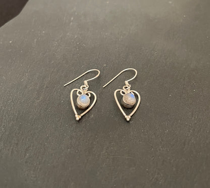 Moonstone Heart Earrings image 1