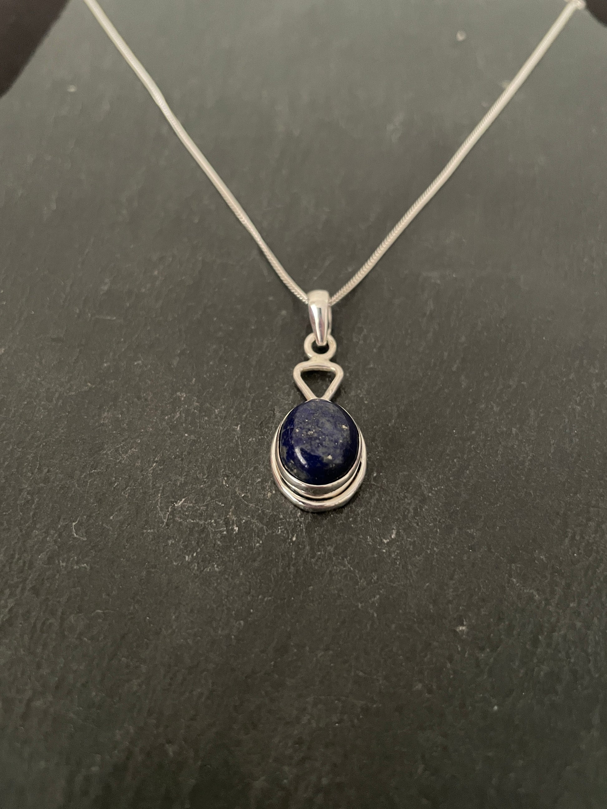 Lapis Lazuli and Silver Oval Pendant image 1