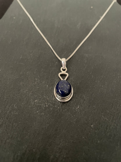 Lapis Lazuli and Silver Oval Pendant image 1