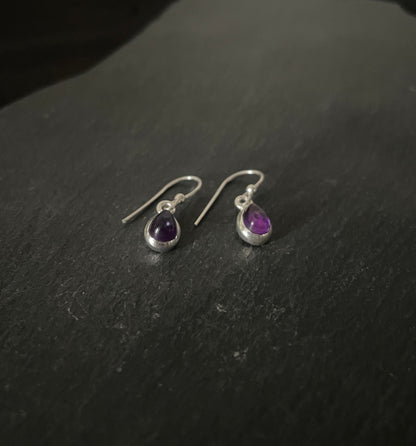 Teardrop Amethyst Drop Earrings image 1