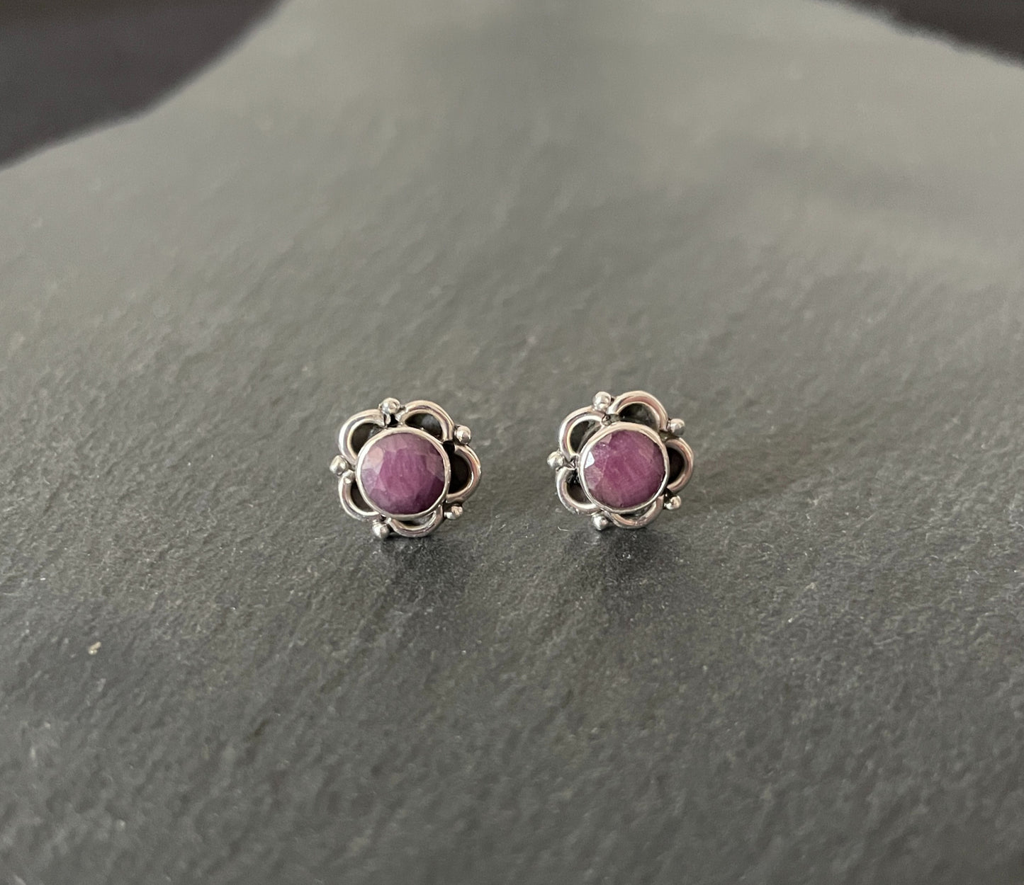 Ruby and Silver Studs image 0