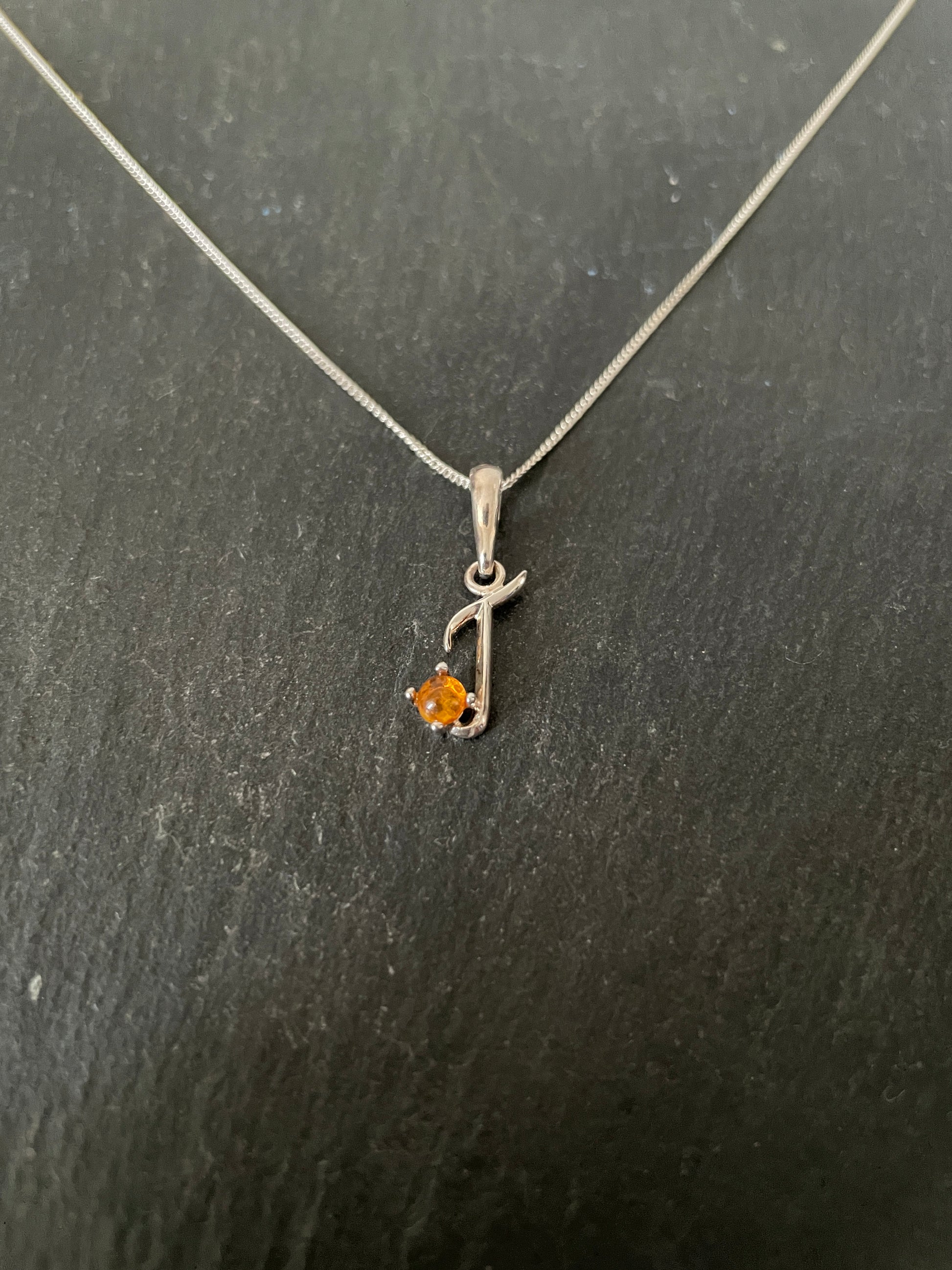 Letter J Amber Pendant image 1