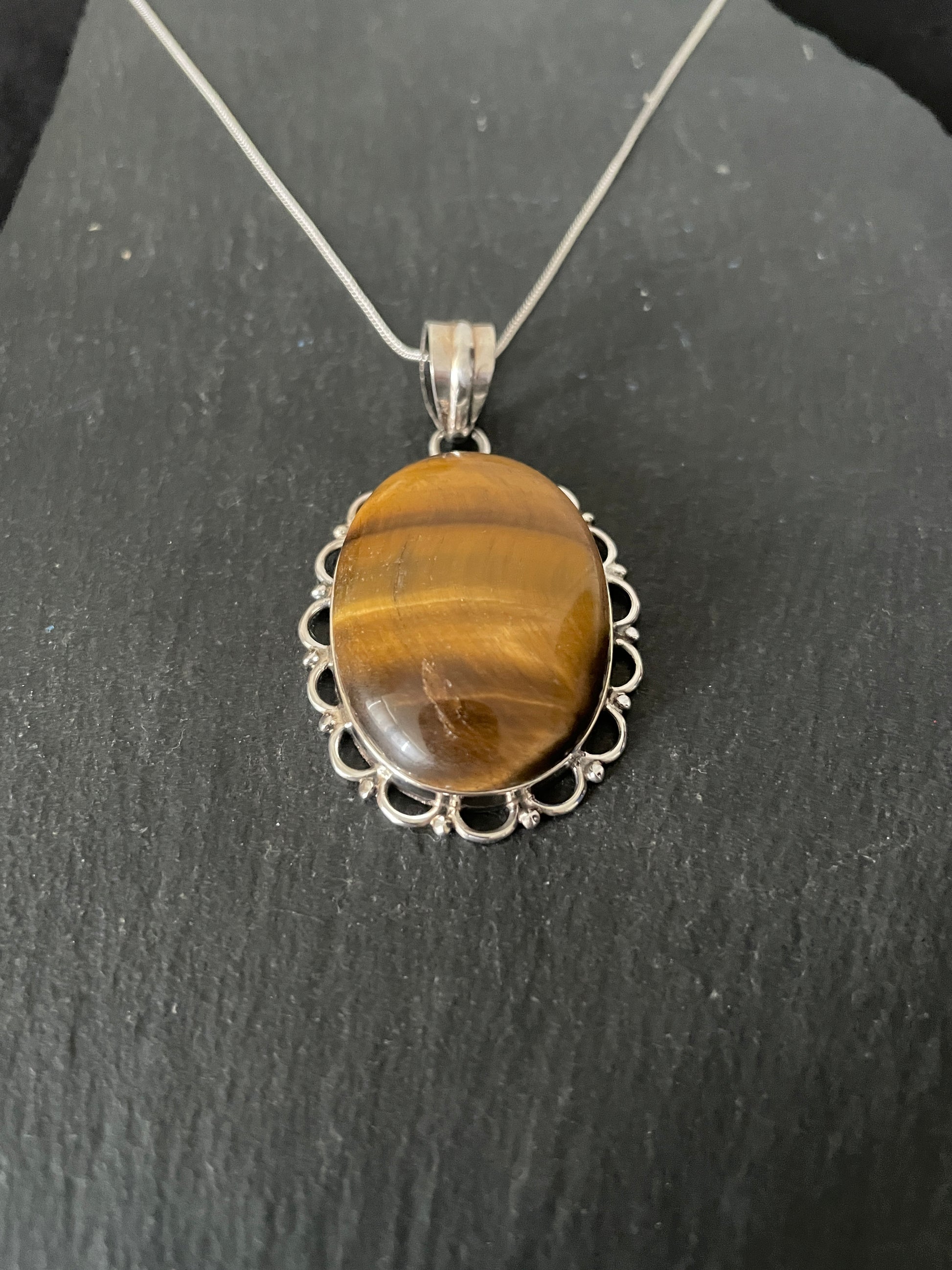 Tiger's Eye Oval Silver Pendant image 1