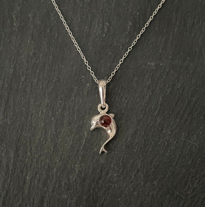 Amber and Silver Dolphin Pendant image 0