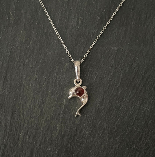 Amber and Silver Dolphin Pendant image 0